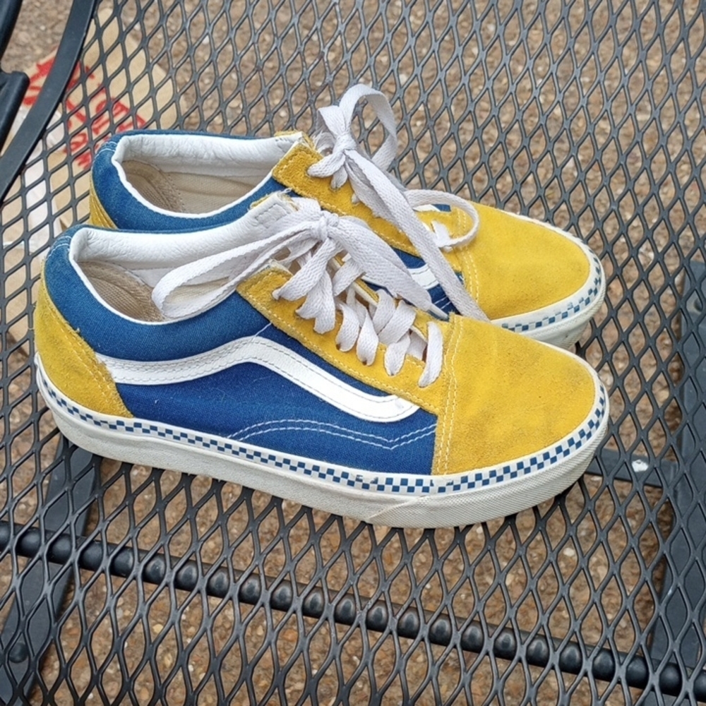 Vans Kids Blue and Yellow Sneakers / BIG GIRLS - Picture 1 of 5